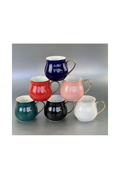 Arow - Dubai Arow Tombul Renkli Porselen Kupa Seti 6 ' Lı