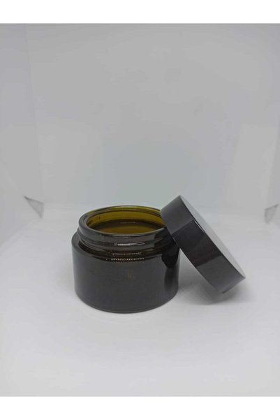 sisedunyam 50 Cc Amber Cream Jar with Black Lid 5 Pieces