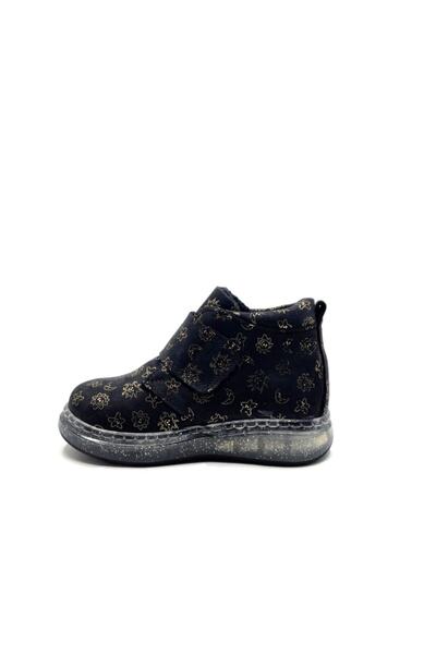 Ridente × Deri Siyah Yıldız Detaylı Kız Çocuk Bot