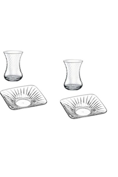 Paşabahçe Ince Belli Gravürlü Çay Seti Takımı 12 Prç.