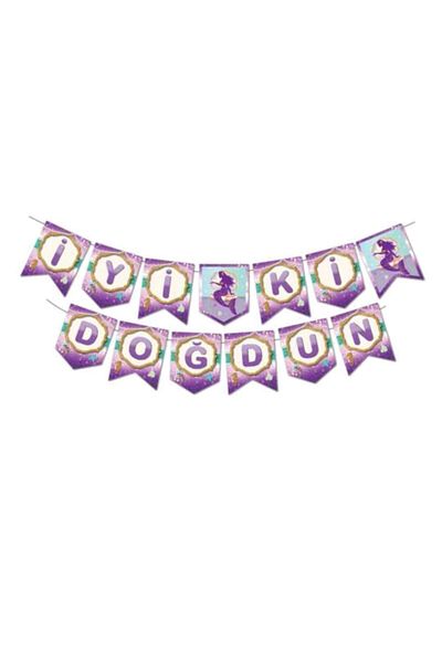 Party City 1 τεμάχιο ζιγκ-ζαγκ πανό με θέμα τη γοργόνα Καλή γενέθλια με γράμματα