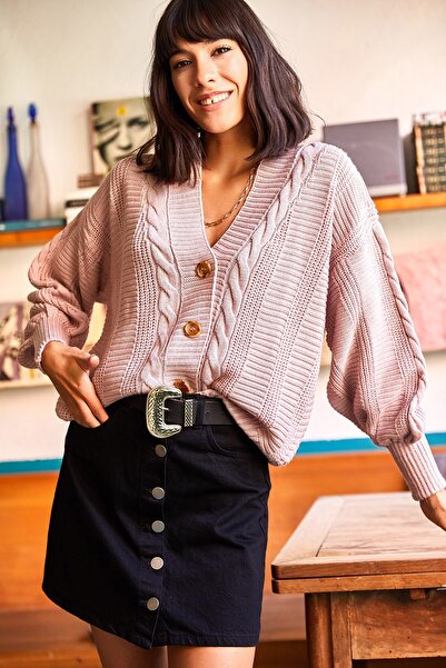 Olalook Women's Powder Thick Hair Braided Knit Cardigan HRK-19000082