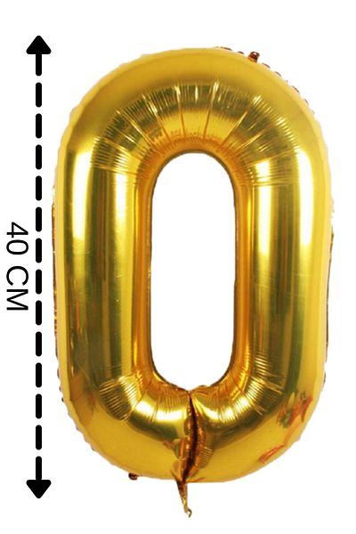 ELGALA Foil Balloon Number 0 Helium Balloon 40 Cm Gold Color