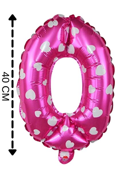 ELGALA بالون فويل رقم 0 بالون هيليوم 40 سم لون وردي