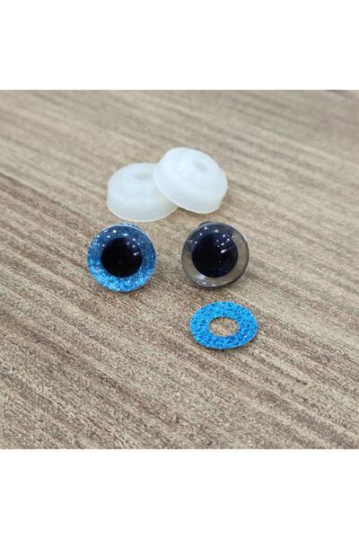 hobimon Amigurumi 14 mm șurub ochi cu sclipici colorate - albastru - 10 bucăț...