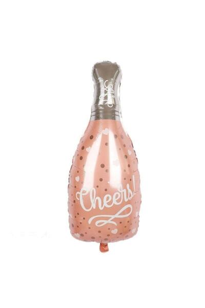 Huzur Party Store Cheers! Yazılı Şampanya Şerefe Folyo Balon Rose Gold Renk 100x48 Cm Bride To Be Bekarlığa Veda Şişe