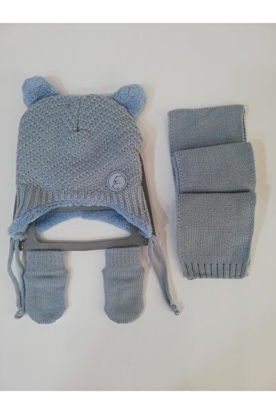 Kitti Erkek Bebek Atkı Bere Eldiven Üçlü Takım K2150-06-021 0-18 Ay