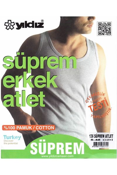 Yıldız Çamaşır 6-Piece Gray Men's Combed Single Jersey Cotton Undershirt