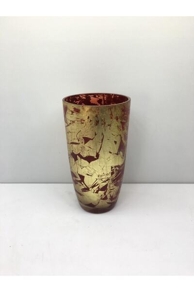 Otantik Dekoratif Vazo Kırmızı Altın 26x14 Cm