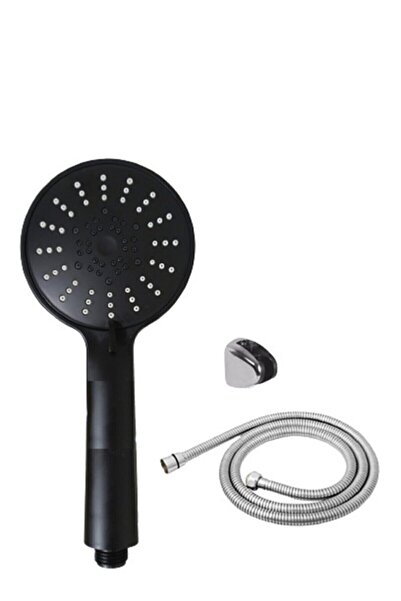 AKCAKESE Siyah Mat 5 Fonksiyonlu Hortum Ve Mafsallı Duş Başlığı