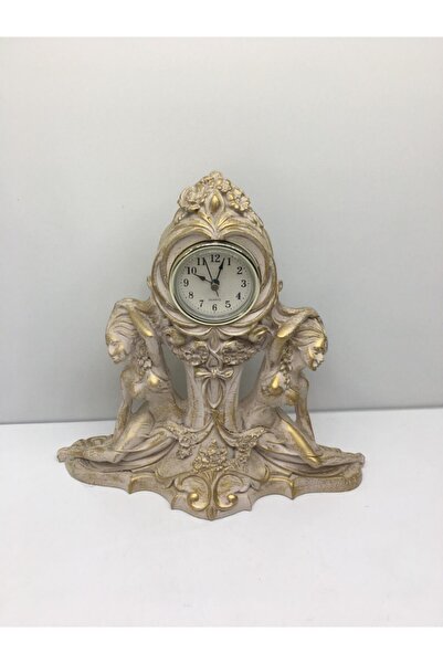 Otantik Dekoratif Obje Polyester Masa Saati 28x28x6 Cm