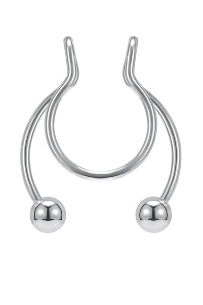 Jaida Moda Unisex Gümüş Cerrahi Çelik Septum Labret Fake Deliksiz Piercing