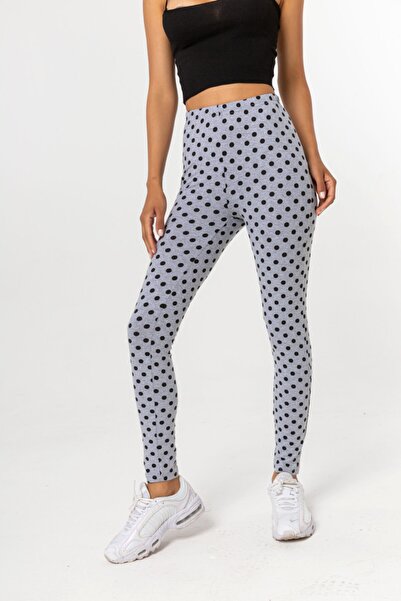 Nur Aka by Nurteks Polka Dot Patterned Cotton Comfortable Gray Tights