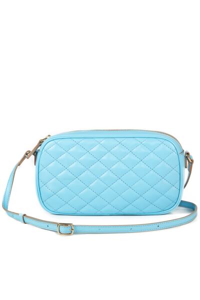 Leather Paper Açık Mavi Kapitone Desenli Askılı Deri Çanta