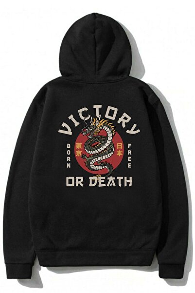 FUWEAR هودي بغطاء رأس مطبوع عليه شخصية فيكتوري دراجون مقاس كبير مع صوف من الداخل