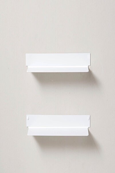 Hobi Demir Sanat Metal 2 Adet Beyaz Banyo Rafı Duvar Rafı 60x10cm