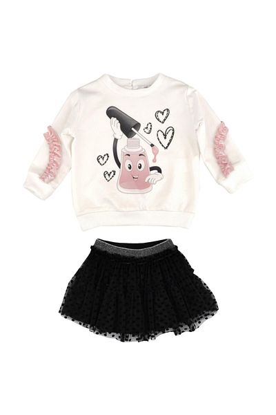 best kids Baby Girl Ecru-black Skirt Set