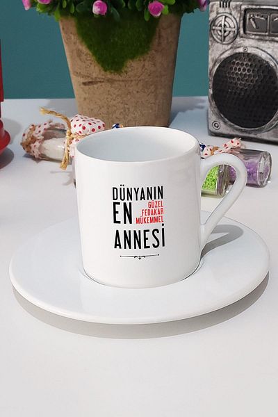 Hedizu Mother's Day Gift Mother Turkish Coffee Cup White