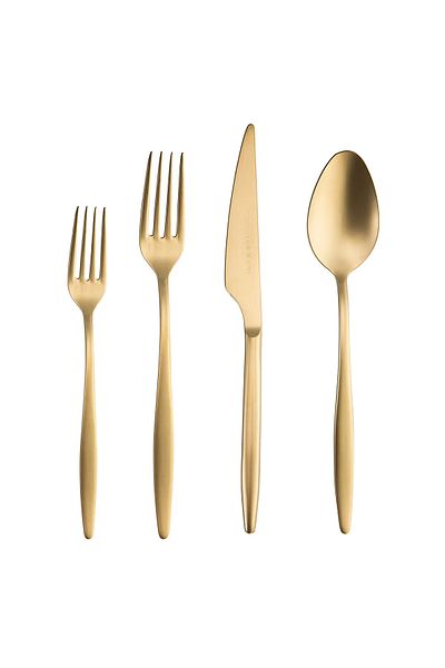 Emsan Goldinoks New Matte Gold 24 Pieces 6 Person Cutlery Set