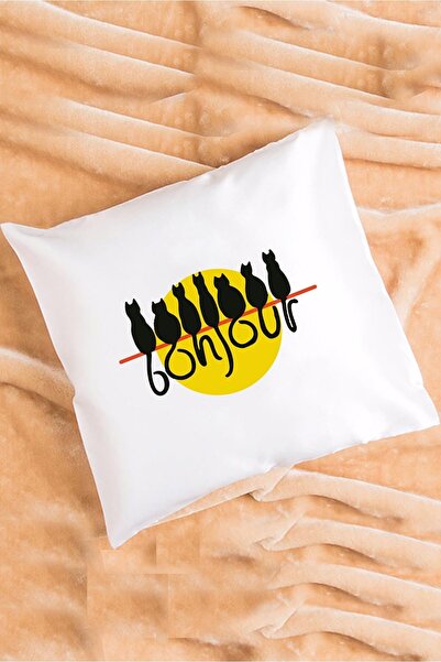 Hedizu Біла подушка з написом Bonjour