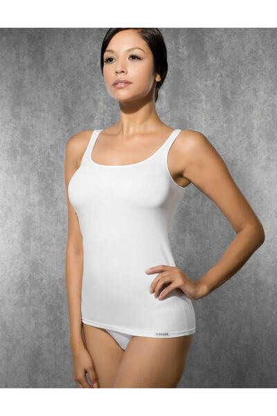 Doreanse Γυναικείο λευκό φαρδύ μπλουζάκι με λαιμόκοψη