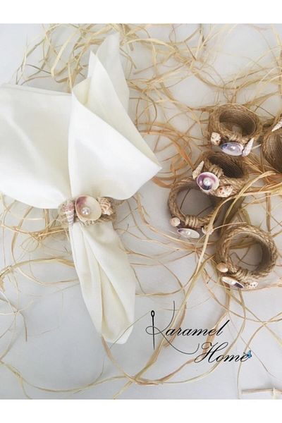Karamelhome Marine Rope Seashell 6-Piece Napkin Ring Ring