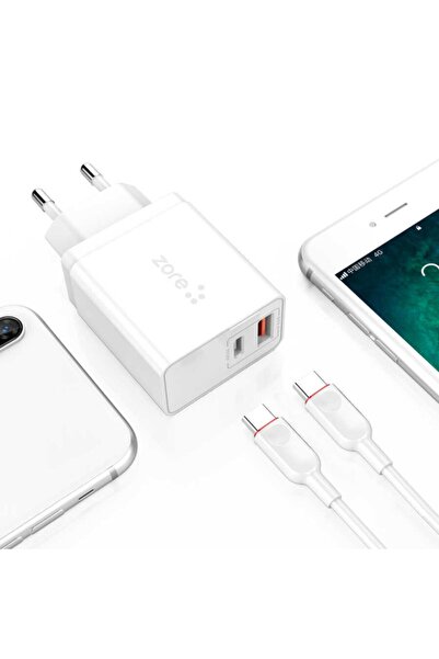 Nezih Case Ipad/samsung/huawei Uyumlu Quick Charge 3.0 Destekli Zore Pd To Type-c 2 In 1 Şarj Seti