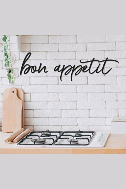 yekeatolye Bon Appetit Ahşap Duvar Yazısı Duvar Tablosu Dekoratif Tablo Ev De...