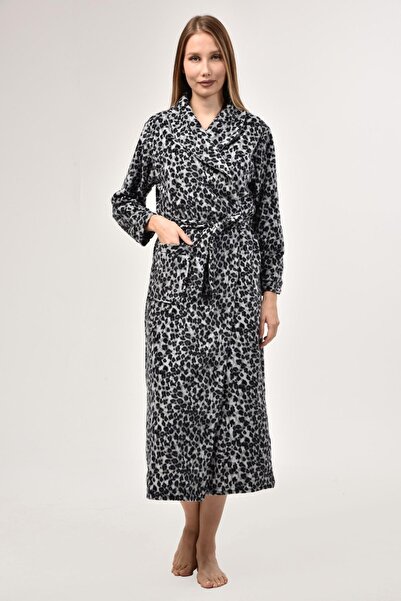 LİKAPA Φλις φόρεμα με μακρύ γιακά σάλι 226