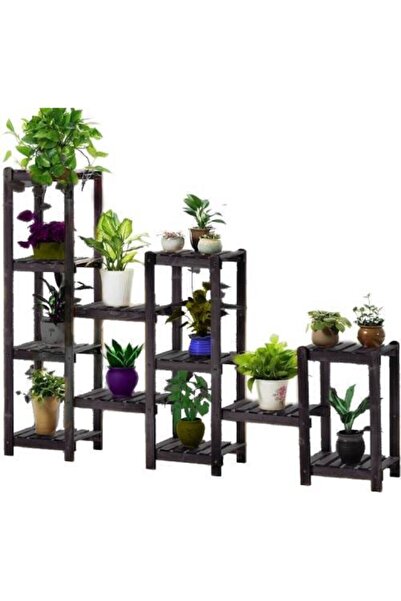 DEMBEY AHŞAP ATÖLYE Ahşap Saksı Standı 12 Raflı Saksılık Çiçeklik Kitaplık Si...