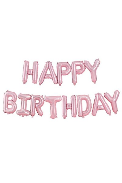 parti sürprizi Bebek Pembe Happy Bırthday Folyo Balon Set