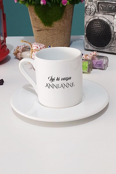 Hedizu Happy Grandmother's Gift Turkish Coffee Cup White