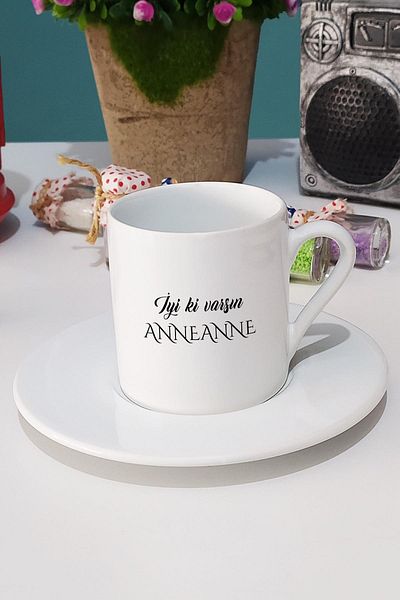Hedizu Happy Grandmother's Gift Turkish Coffee Cup White