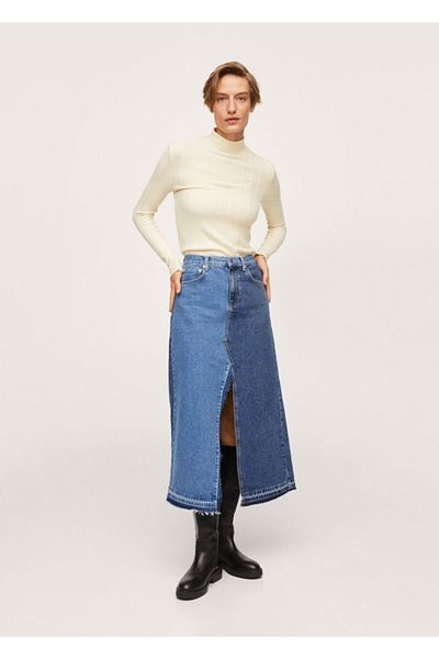 MANGO Woman Long Sleeve Ribbed T-Shirt