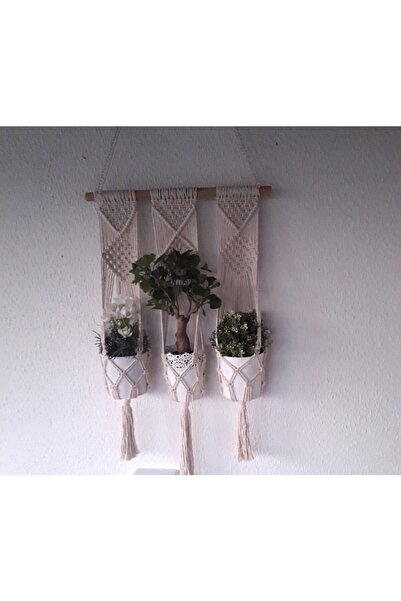 bh bohem handmade Makrome Saksılık 3'lü B060