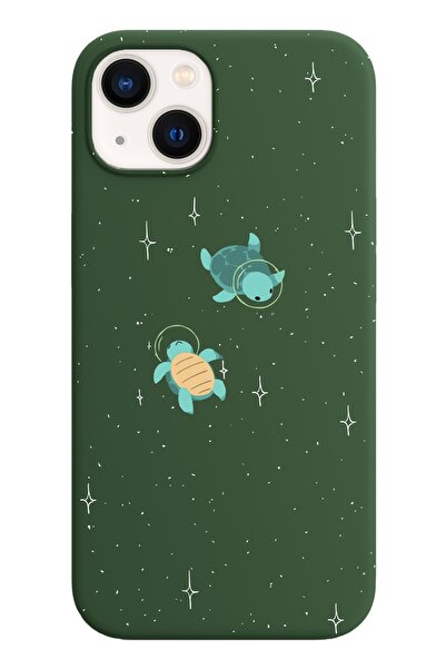 shoptocase Iphone 13 Lansman Uzaydaki Kaplumbağalar Desenli Telefon Kılıfı