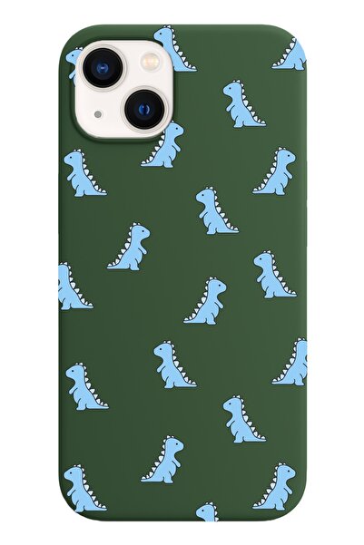 shoptocase Iphone 13 Lansman Mavi Dinazorlar Desenli Telefon Kılıfı