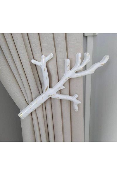 Doğukan perde aksesuarları Branch Collar White Edge Curtain Collection