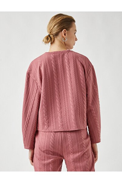 Koton Textúrovaná mikina s dlhým rukávom a výstrihom