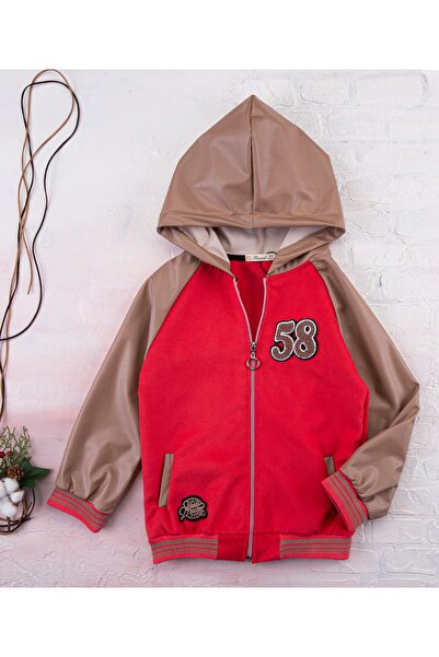 BÜŞRA 58 Stamp Hooded Zippered Pocket Girl's Fuji College Cardigan