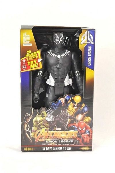 Cango Black Panther Toy Character Figure with Sound and Light 30 Cm Black Panther Figure