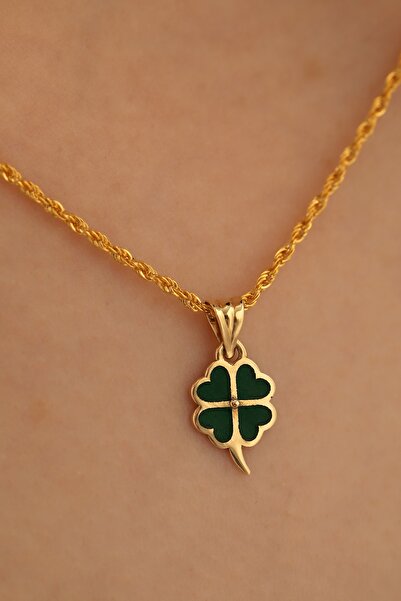 MİLET KUYUMCULUK 14 Ayar Altın Mineli Yonca Halat Zincir Kolye