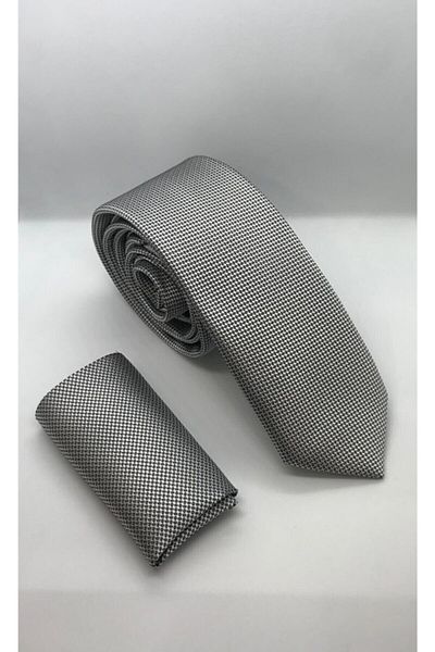 Gambocci Men's Gray Dobby Handkerchief Tie