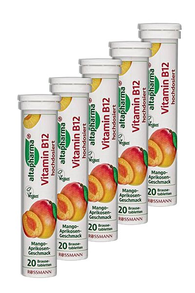 Altapharma Water Melting Tablet 20 Pack Mango+Apricot Flavored Vitamin B12 (5 Pieces)