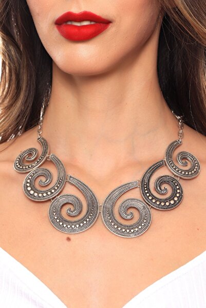 LABALABA KADIN ANTİK GÜMÜŞ KAPLAMA TASARIM KOLYE