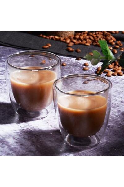 Kosova Ksv 2 Piece Double Glass Handproof Tea Cup - Tea Coffee Cup 1023