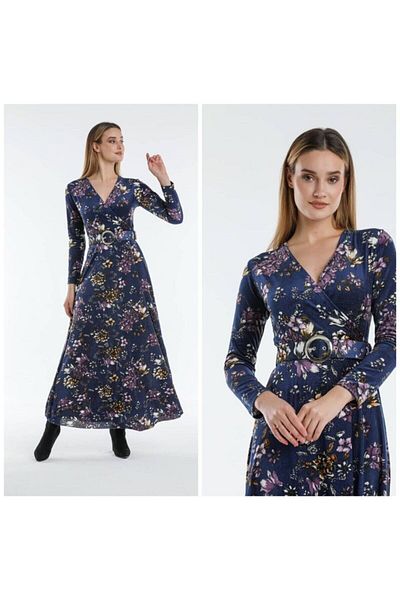 Apple Cix Rochie din catifea cu curea cu model floral