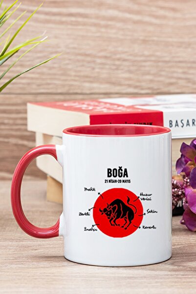 Procity Boğa Burcuna Hediye Kırmızı Kupa Bardak