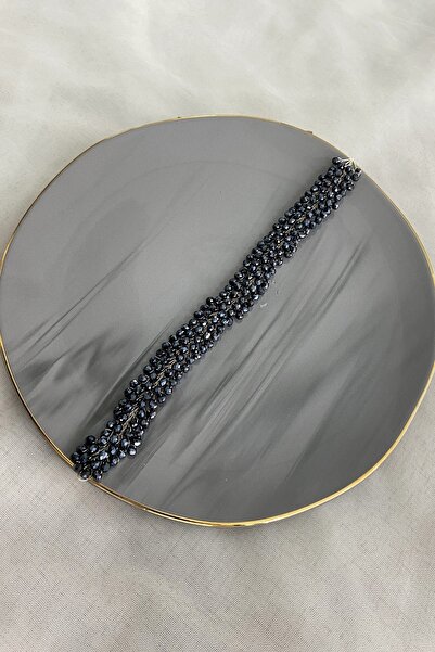 SimgeAksesuar Tamamen El Yapımı Koyu Laci Kristal Taşlı Şık Ve Zarif Nişan, K...