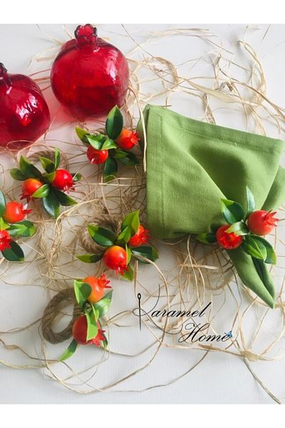 Karamelhome Pomegranate 6-Piece Napkin Ring Ring